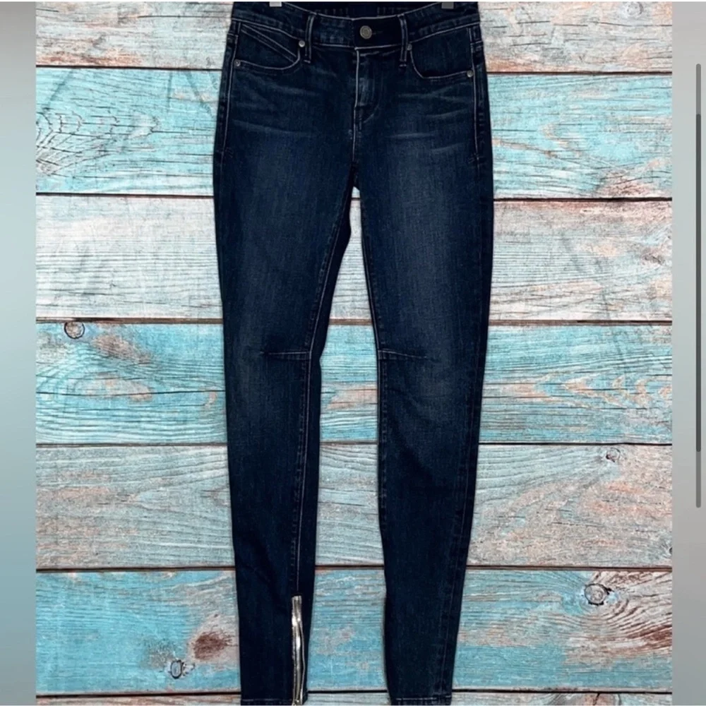 RtA Alexa Dark Wash Ankle Zip Crop Skinny Jeans 24 Edgy Streetwear Designer